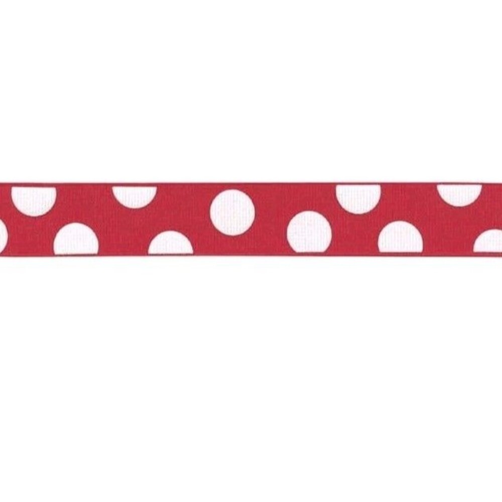 Berwick Offray Grosgrain Polyester Ribbon, 7/8" x 9', Red with White Polka Dots